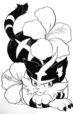 daftlynx:  INKTOBER - Day 4! Videogames + Flower themes Torracat