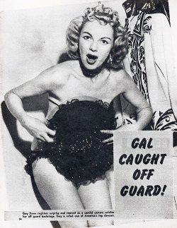  GAL CAUGHT OFF GUARD! Gay Dawn appears in the pages of the September ‘57 issue of ‘MR. Annual’..  