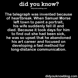 did-you-kno:  The telegraph was invented because of heartbreak.