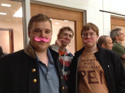 hordika-toalittleboehn:  Here’s the result of today’s Halloween day at school. Boys,girls,and teachers were wearing the mustaches I made XD We even formed a “League of Mustaches”. 