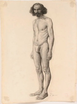 John Hugh, Nude male sketch, 1917-18. Charcoal on paper. Private