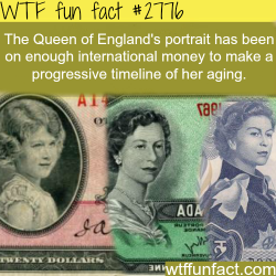 wtf-fun-factss:  The queen of England portrait on money - WTF