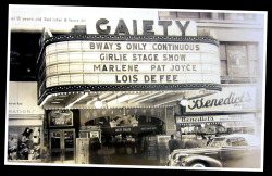 Vintage 40’s-era photo features the marquee of the old ‘GAIETY