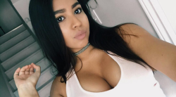 instahotsangfroid:Latina Teen White Shirt And Choker via /r/burstingout