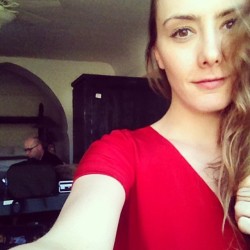 selfie in the red dress with @toddhido in the background 😁 
