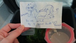 skuttz:  I doodle dumb shit to throw in his lunchbox :3  Oh!