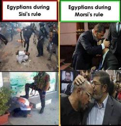 rabaa-houri:  A simple comparison …. Morsi vs Sisi The Butcher