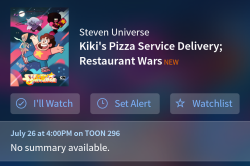 The TV Guide app now lists “Kiki’s Pizza Service