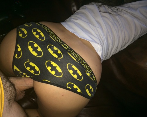 pinkandblackcat311:  PinkCat already know what to do when she wears her cute batman panties around the house!