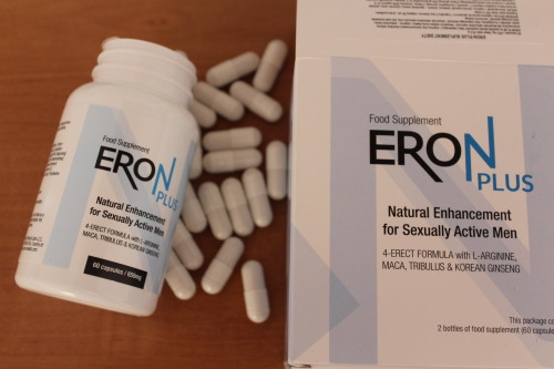 Eron Plus is a set of two products that strengthen an erection. The most effective formula available to buy. 2	Eron Plus are capsules for daily use that discreetly remove the causes of erection problems. 3	Eron Plus Before are capsules that are taken
