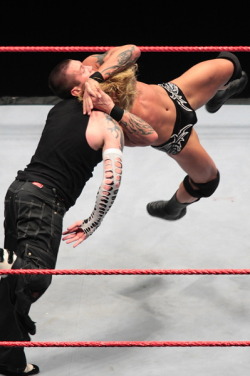wrestlinghurts:  Randy Orton throws RKOs & middle fingers.