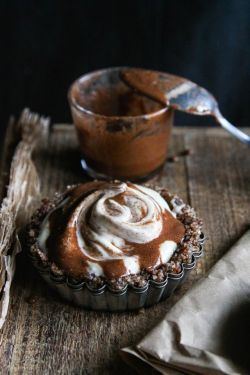 confectionerybliss:  Ice Cream Tarts With Chocolate Sauce &