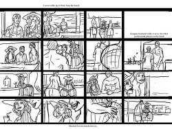 Storyboard sketches for the 3D comic www.dukeshardcorehoneys.com