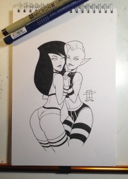 hesjayrich:  callmepo:  Just finished another sketchbook - which means another endcap drawing. This time I couldn’t decide who I wanted to draw, so I picked two of them - Shego and Lord Dominator! Why they are in their underwear I have no idea…  Old