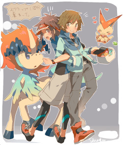 ktnp0:  Nate&Hilbert are cutest…(I get 20 Pokemon scraps!!!