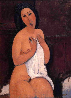 artist-modigliani:  Seated nude with a Shirt by Amedeo Modigliani