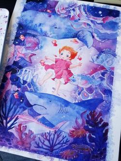 penelopeloveprints:  Here is the complete painting #ponyo ! As
