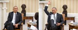 queen-of-the-rising-demons:  President Obamaâ€™s â€œbefore and afterâ€ reaction to the Supreme Court ruling. 