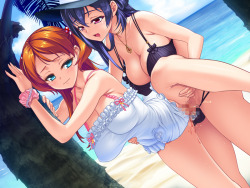 demondickgirls:  Futa-on-futa fucking on the beach… aw yeah. But why aren’t their tits out? 