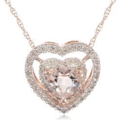 justme1398:  10k Rose Gold Morganite and Diamond Heart Pendant