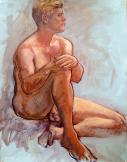 homopicshomoart:  kipukaman:Seated blond man;  oil sketch on