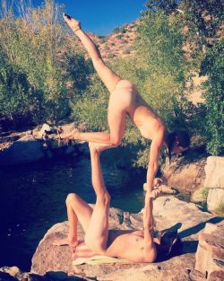 ayearoferewhon:  For the archives.Naked acro at the hot springs!