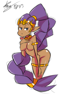 bigdead93:  15-minute Shantae nudie sketch.  Face is a little