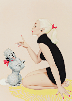vintagegal:  “A Girl and Her Poodle” by Archie Dickens 
