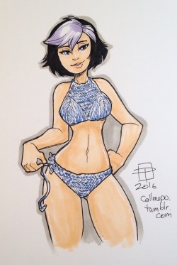 callmepo:  Gogo in a knitted bikini. @limeykat has been spending