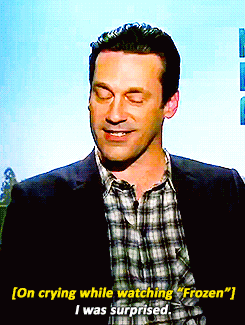 aibaaina:  Jon Hamm talking about crying when he watched “Frozen”