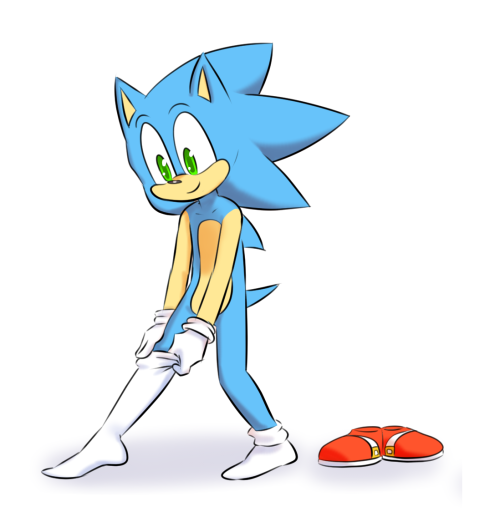 sparkydbnsfw:  Sonic’s secret xD I always wanted to know why he wear such big gloves and socks, now i know why. Commission me! 