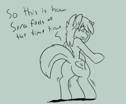 taboopony:Shy Courage: How does she walk with only two legs?