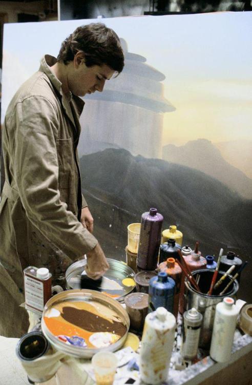 gordo-dude:  kateordie:  as-warm-as-choco:  Before the computing era, ILM was the master of oil matte painting, making audiences believe that some of the sets in the original Star Wars and Indiana Jones trilogy were real when they weren’t. They were