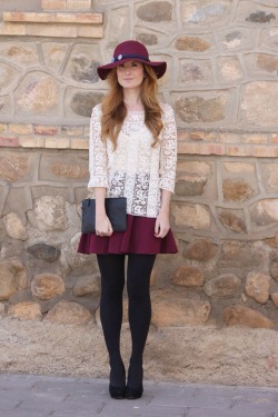 fashion-tights:  Burgundy Oxblood Granate Look