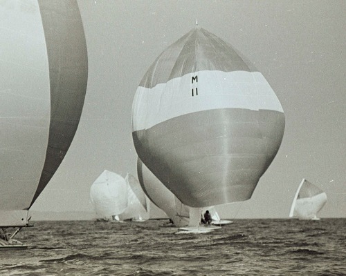 Old school - A Scow with symmetric spinnaker. Â That’s HUGE!