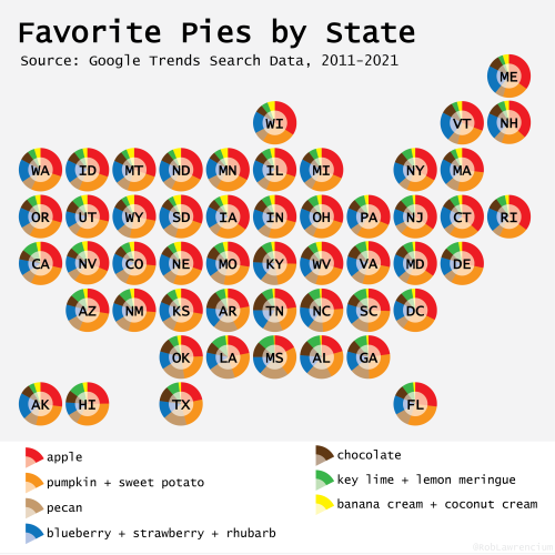 mapsontheweb:  Each US State’s Favorite Pies in 51 Pie Charts.