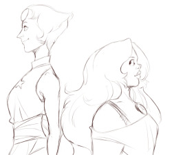 chop-stuff:  Pearl and Amethyst quick doodle because I keep giving