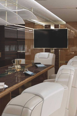 livingpursuit:Office Inside a Private Jet by Greenpoint Technologies