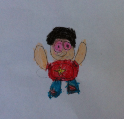 My little sister drew Steven and Balloon Amethyst. For some reason