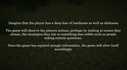 squeakykins:  wahrsager:  sixpenceee:  The Sound of Silence is a horror games that dynamically adapts to a person’s greatest fear. It will deliver a different experience to each player. The game is said to be released in early 2014. You can view the