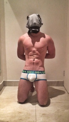 tightlypacked:  Boy forced to wear my boxers as a hood for a