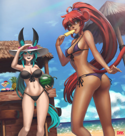 darkartskai:  Hot summer fun at the cabana for Cha-Cha(right)