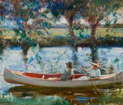 fleurdulys:   The White Canoe on the Stour at Flatford  - Alfred