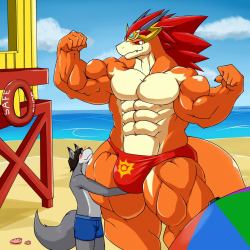 sirusstarseeker:  Commission from dong2fm  Hugging my big buddy dragon while hanging out together at the beach. 