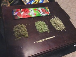 marijuana-aholic:  Pink Kush, Blue Cheese, and Trainwreck blunt,