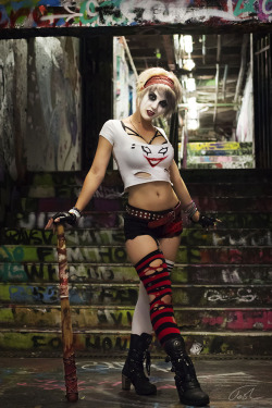 cosplayandgeekstuff:  Black Cat (Australia) as Harley Quinn (punk version) Photos:  © Black Cat 2014    