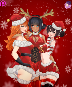 Merry Christmas everybody!Artemis, Neith and Jing Wei from SMITE