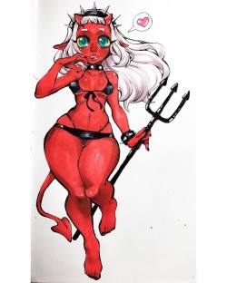 rap1993:  Here’s the finished pic of the demon girl I drew