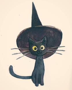 birdyhoodie:  Halloween is near so I drew a cat with a hat 🐱👒