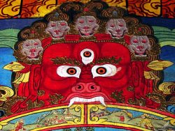 oursoulsaredamned:A Tibetan wall painting in Sumtseling monastery